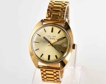 Excellent soviet POLJOT mechanical gold-plated wrist watch