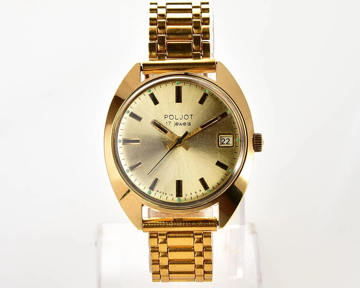 Excellent Soviet Poljot mechanical gold-plated wrist watch