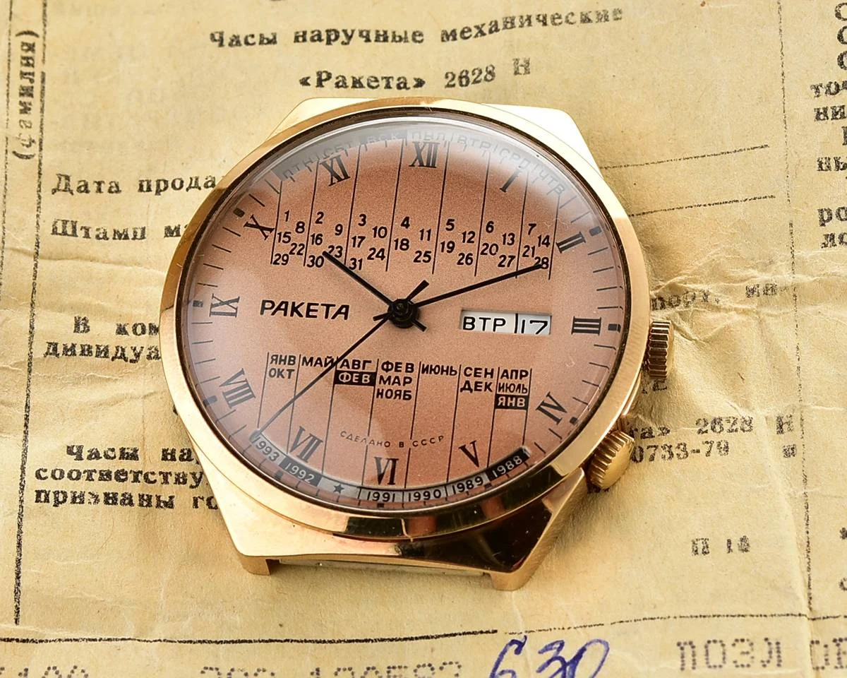 TIME CAPSULE: Vintage Soviet Raketa gold-plated perpetual calendar watch - New Old Stock (NOS)!