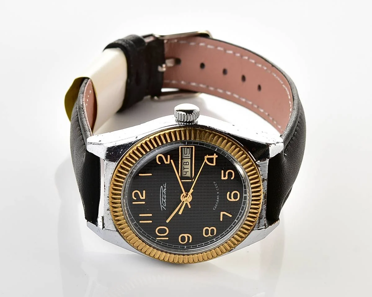 Raketa vintage mechanical wrist watch with double calendar