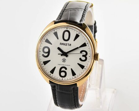 Soviet mechanical gold-plated watch RAKETA "big zero"