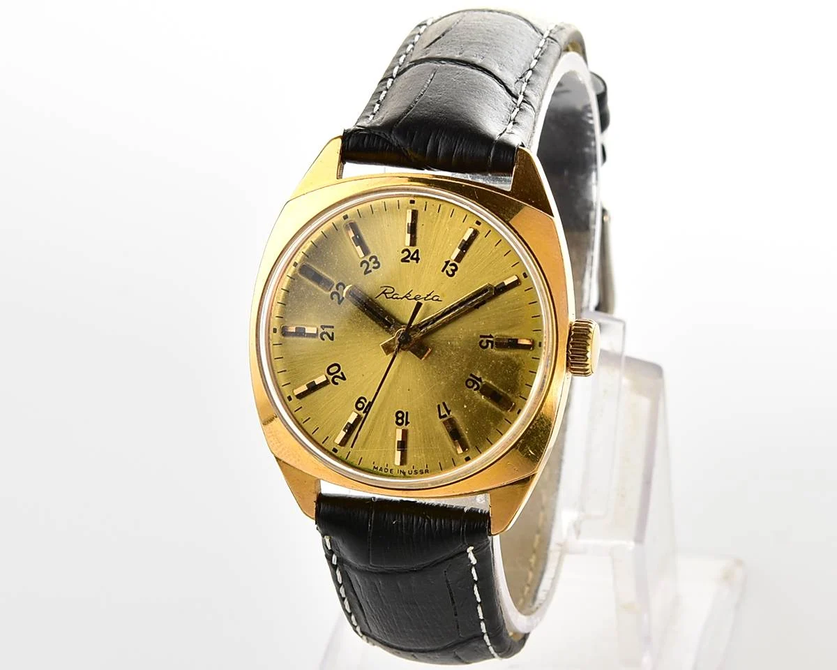 Soviet gold-plated Raketa vintage mechanical watch