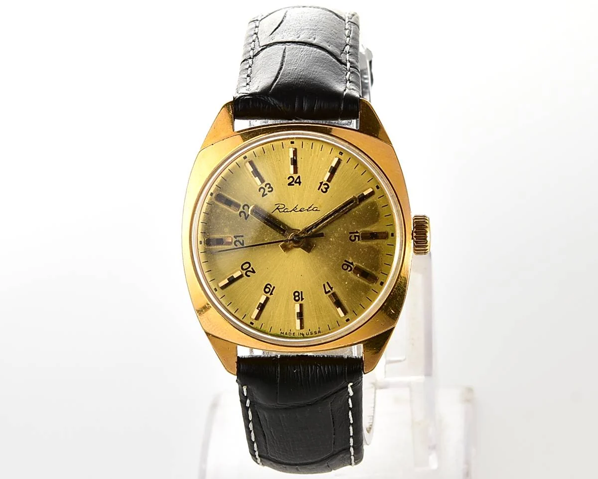 Soviet gold-plated Raketa vintage mechanical watch