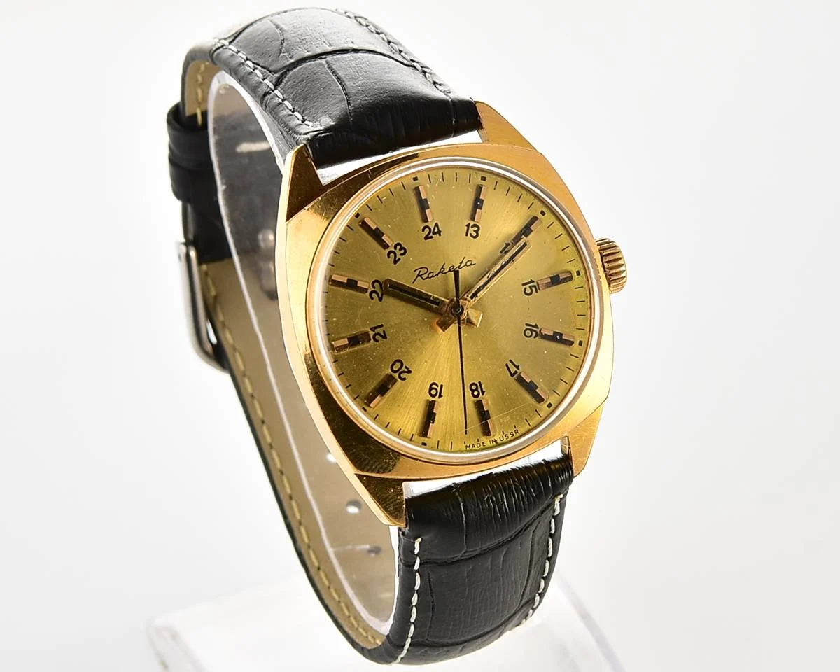 Soviet gold-plated Raketa vintage mechanical watch