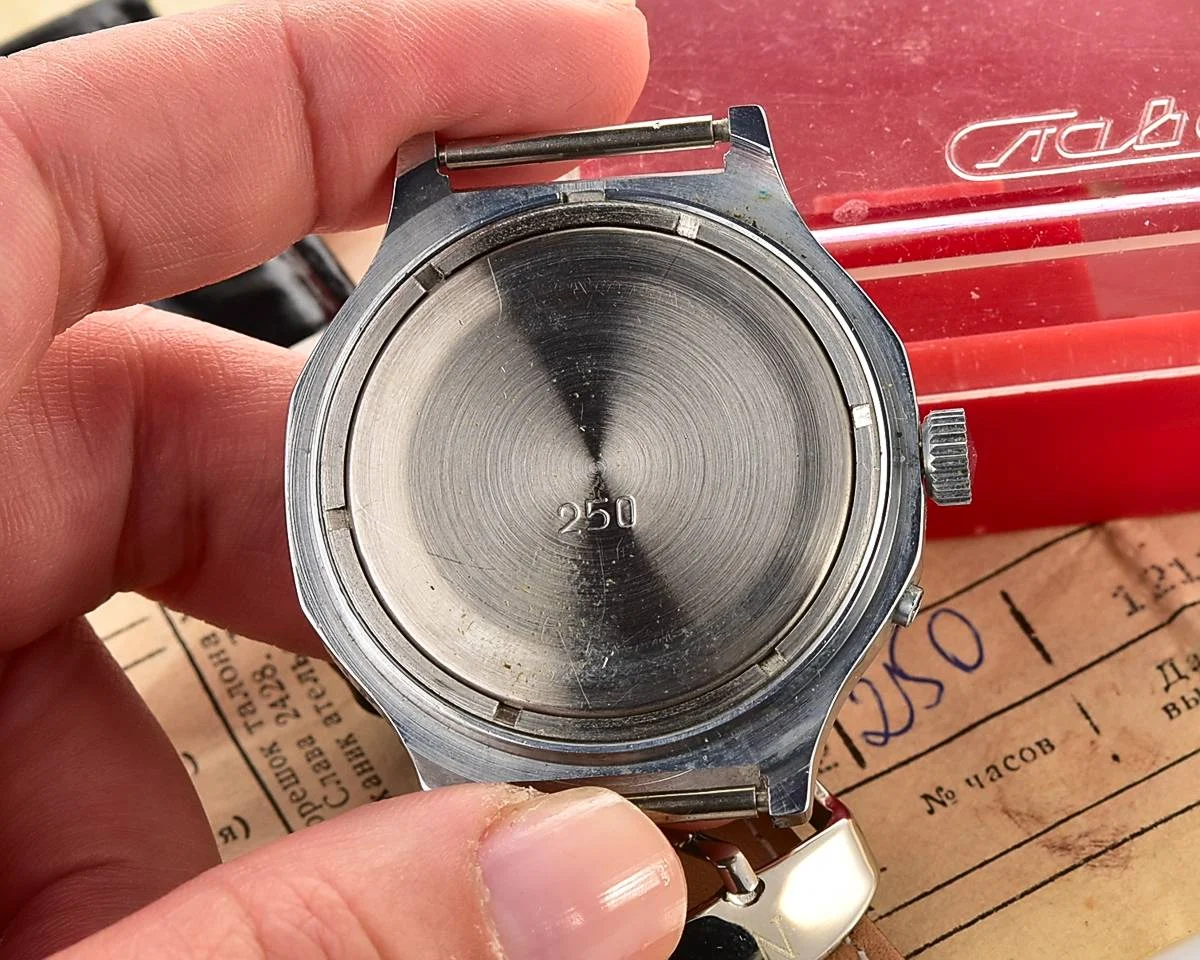 Large Soviet mechanical vintage watch Slava with box and passport!