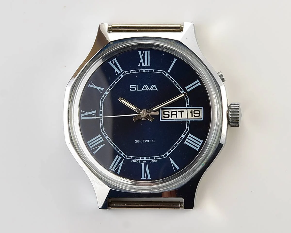 Large Soviet mechanical vintage watch Slava with box and passport!