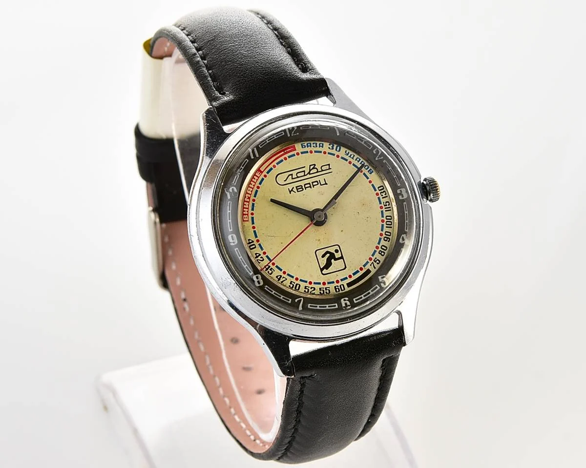 Soviet quartz Slava "Sport" with pulse scale!