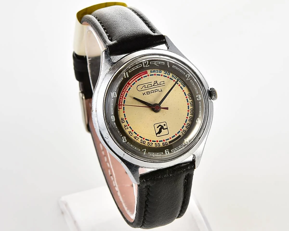 Soviet quartz Slava "Sport" with pulse scale!