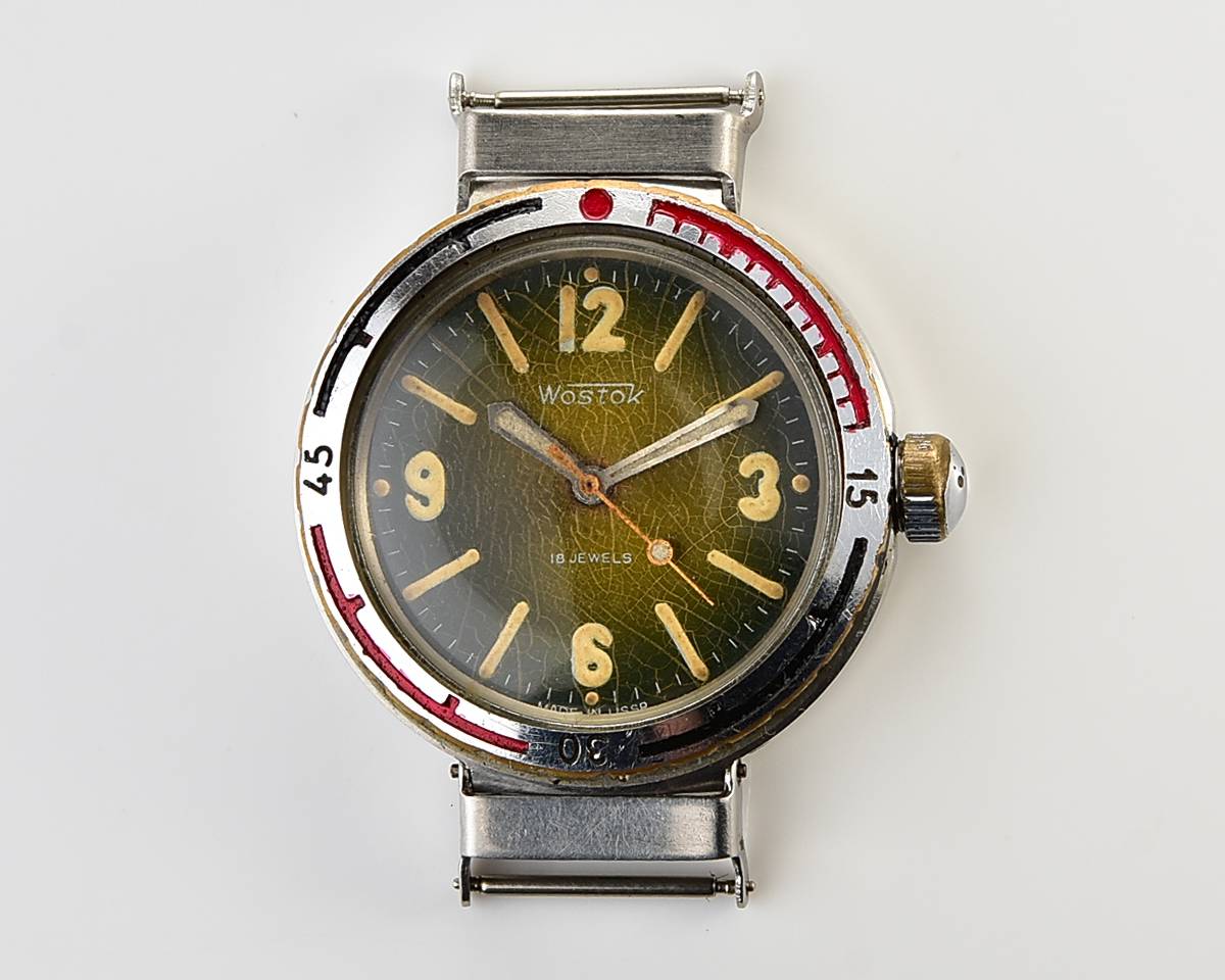 RARE Soviet Vostok Amphibia type 350 "eared" watch, stainless steel case