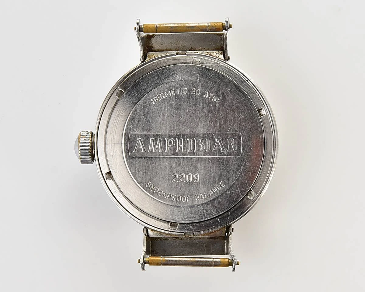 Rare Soviet Vostok Amphibia type 350 "eared" watch, stainless steel case