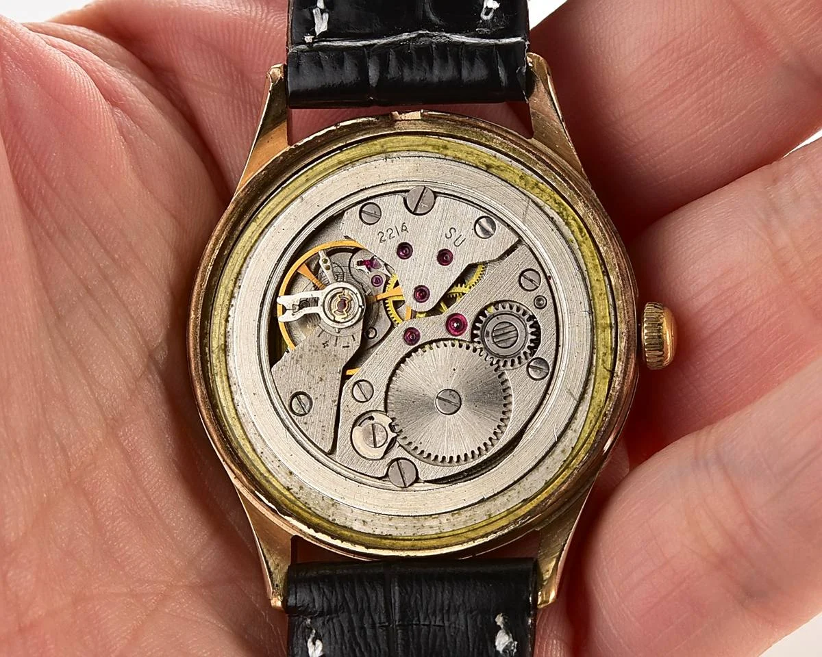 Wostok (Vostok) mechanical gold-plated wrist watch with biege dial