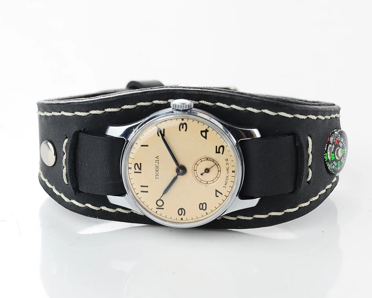 Exceptionally well preserved Soviet Pobeda from 1953 + exquisite Sturmanskie compass strap!