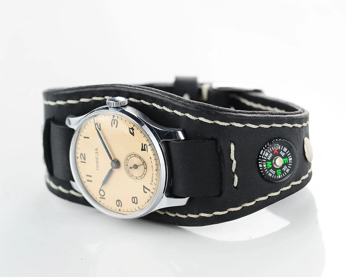 Exceptionally well preserved Soviet Pobeda from 1953 + exquisite Sturmanskie compass strap!