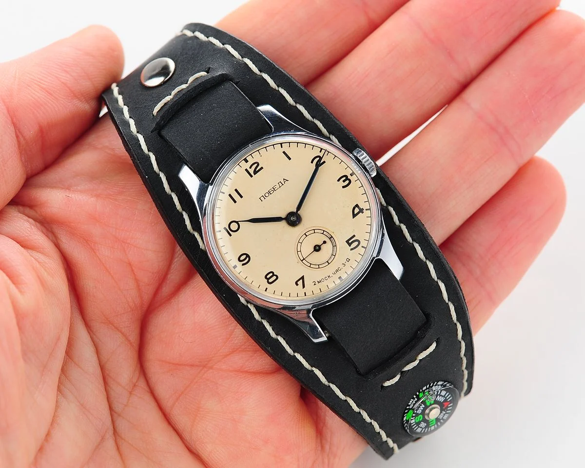 Exceptionally well preserved Soviet Pobeda from 1953 + exquisite Sturmanskie compass strap!