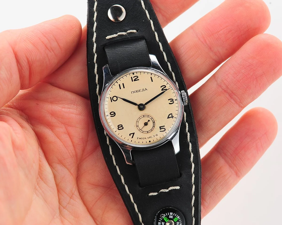Exceptionally well preserved Soviet Pobeda from 1953 + exquisite Sturmanskie compass strap!