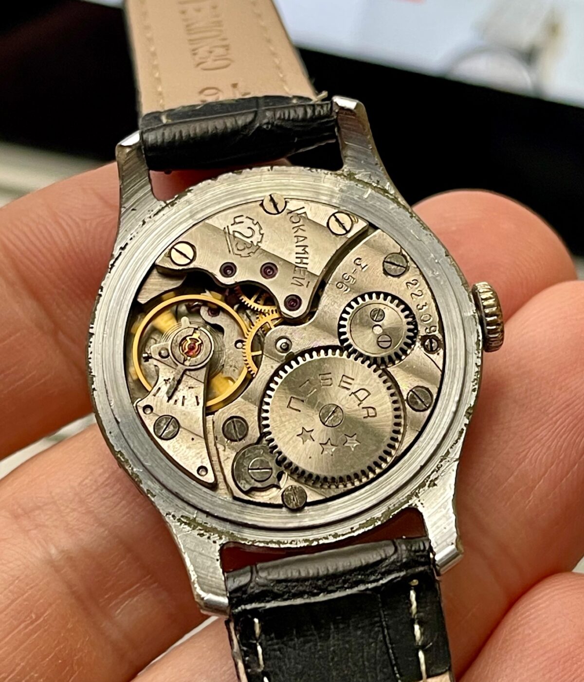 Vintage soviet mechanical POBEDA watch, 2MChZ,  3rd quarter of 1956