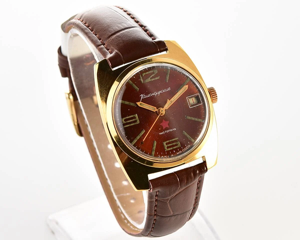 Soviet gold-plated Vostok Komandirskie mechanical watch - Zakaz MO CCCP!
