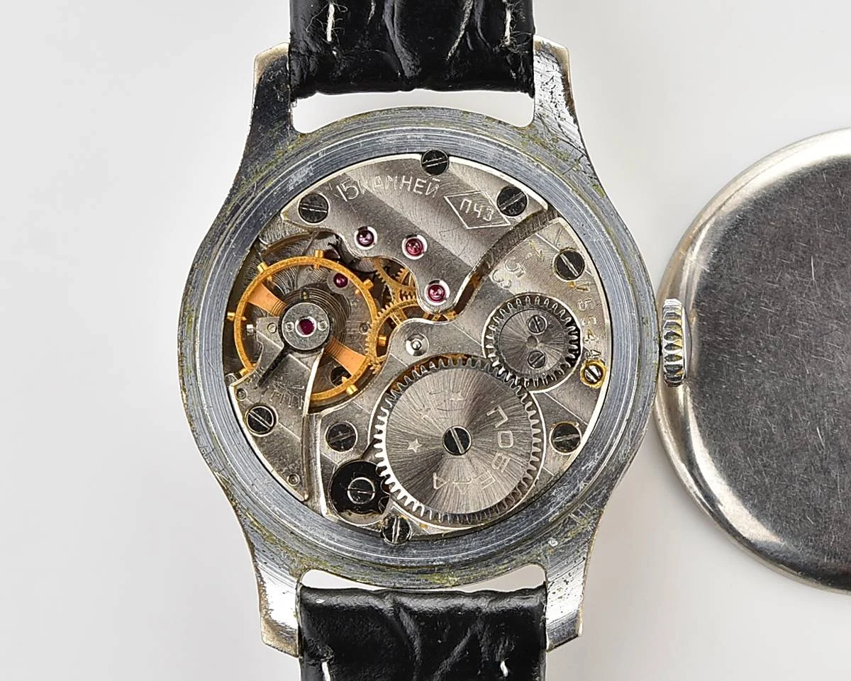 Vintage Soviet mechanical Pobeda from the 1950s, PChZ, rare dial with rubies