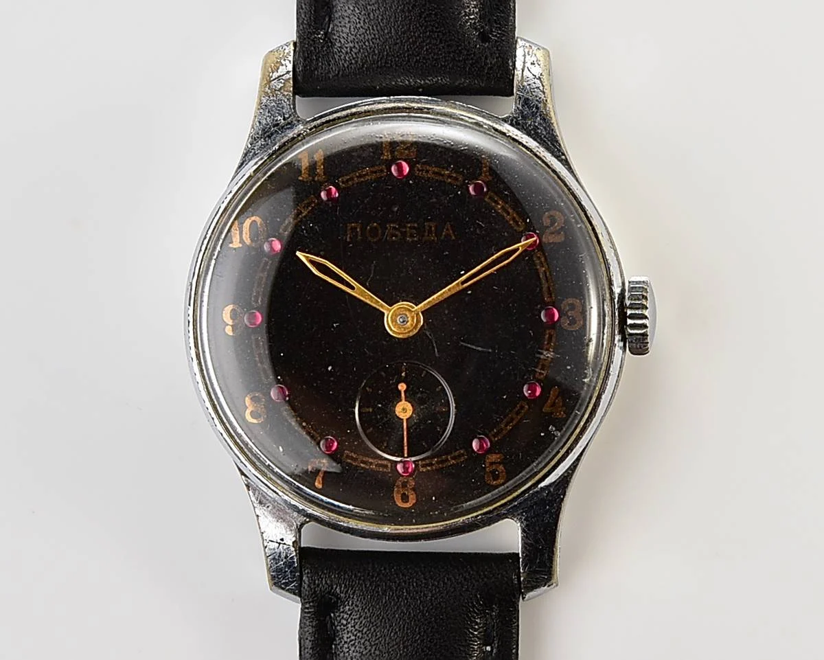 Vintage Soviet mechanical Pobeda from the 1950s, PChZ, rare dial with rubies