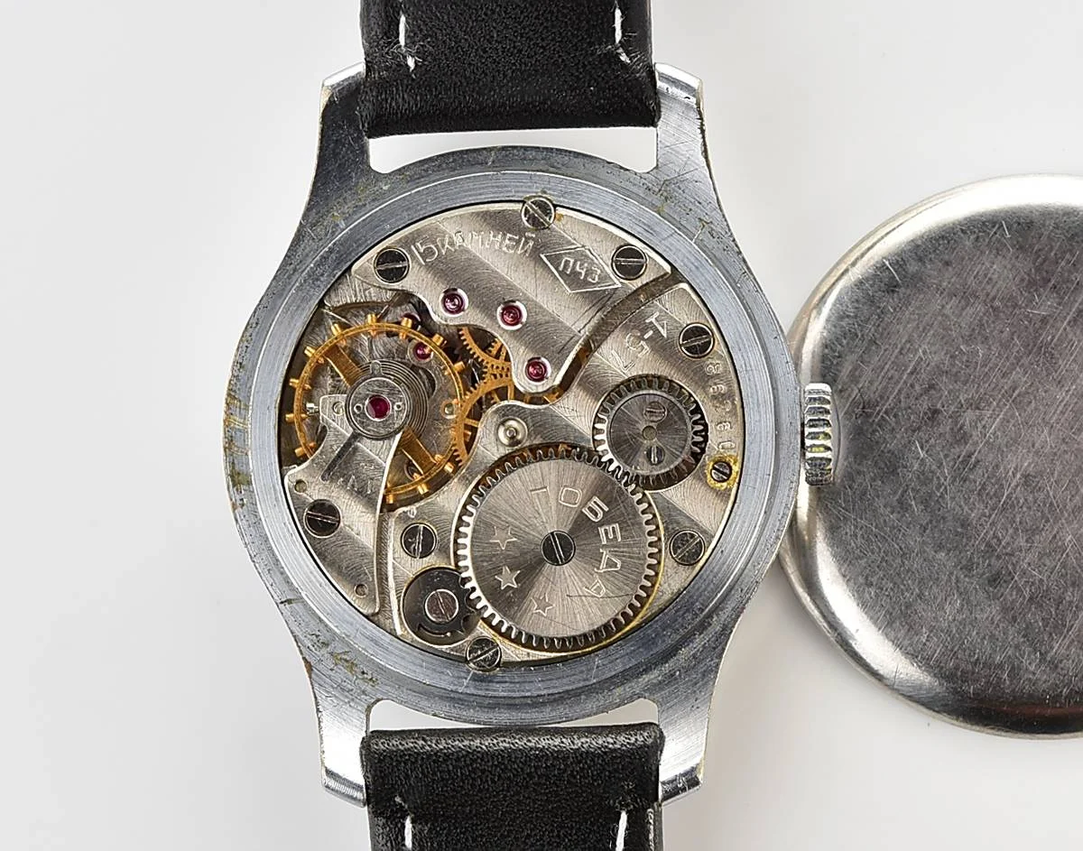 Vintage Soviet mechanical Pobeda from the 1950s, PChZ, rare dial with rubies