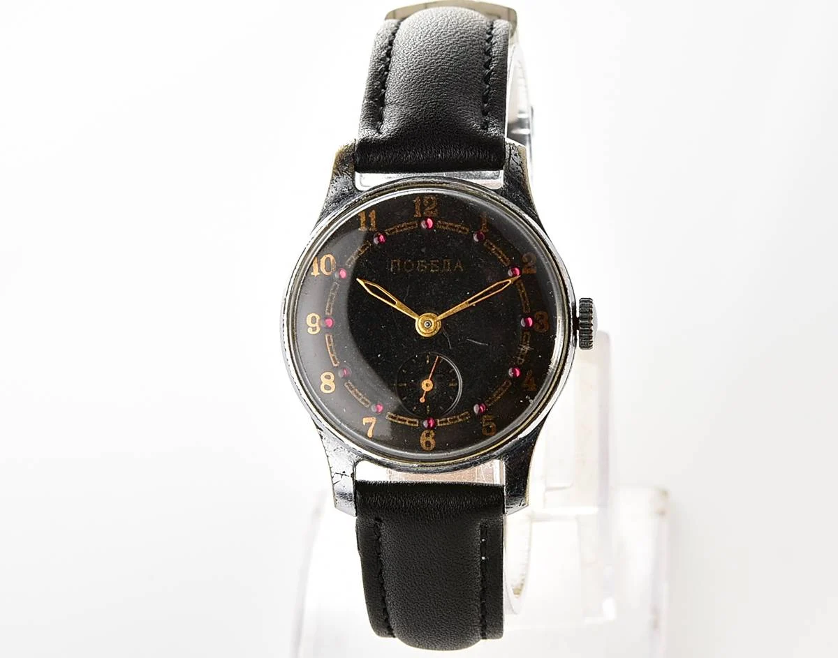 Vintage Soviet mechanical Pobeda from the 1950s, PChZ, rare dial with rubies
