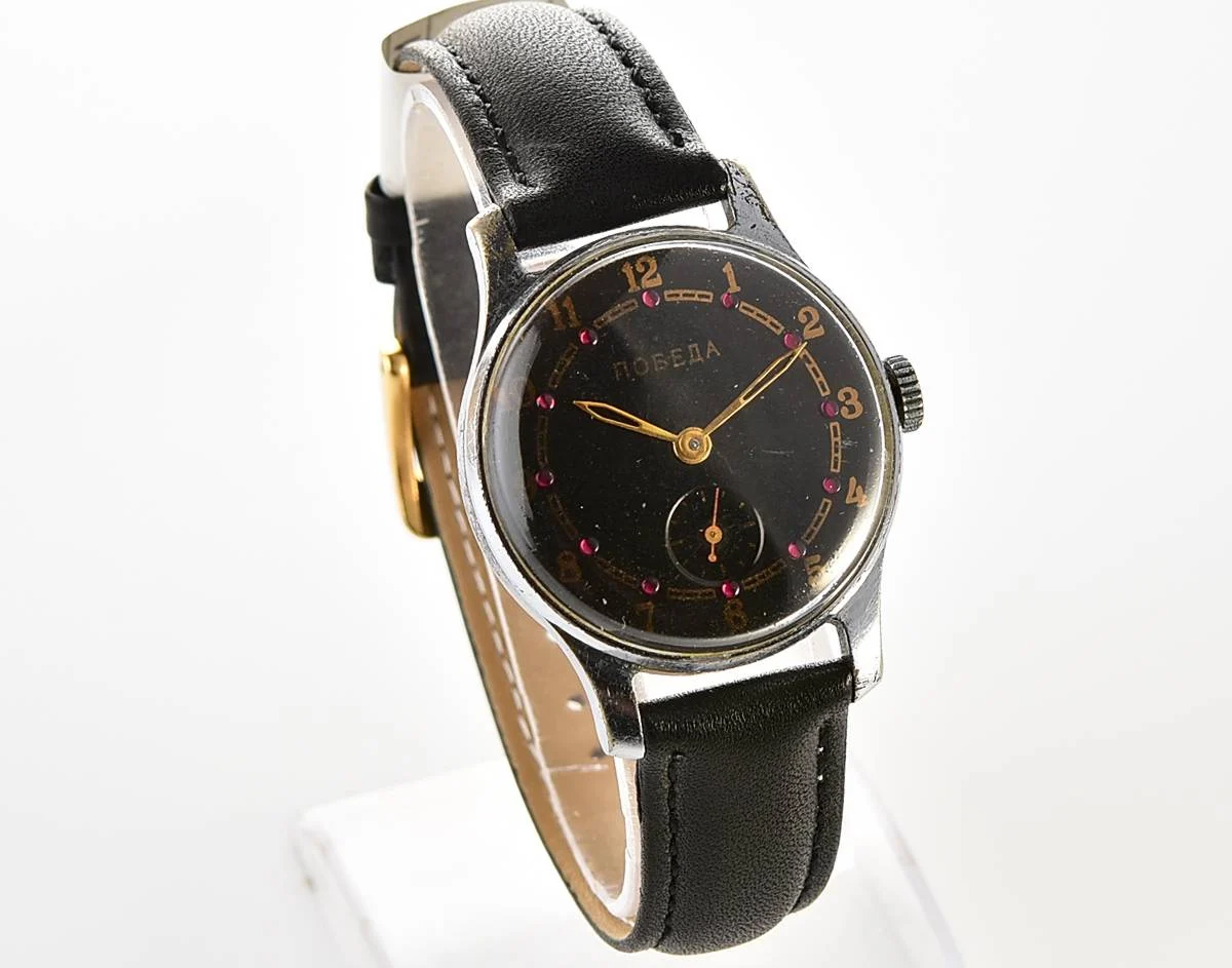 Vintage Soviet mechanical Pobeda from the 1950s, PChZ, rare dial with rubies