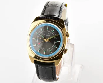 Soviet Poljot gold-plated mechanical watch with alarm clock function