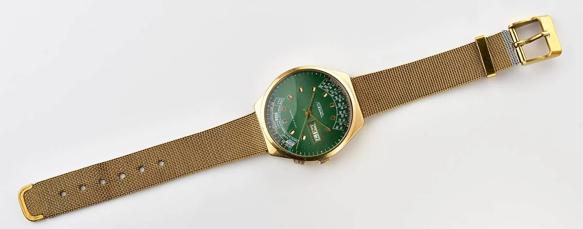 Soviet Raketa gold-plated perpetual calendar mechanical watch