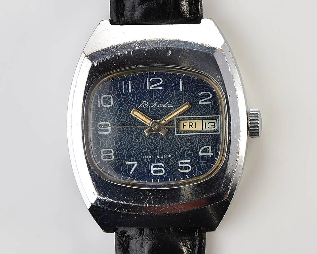 Raketa vintage mechanical wrist watch with double calendar