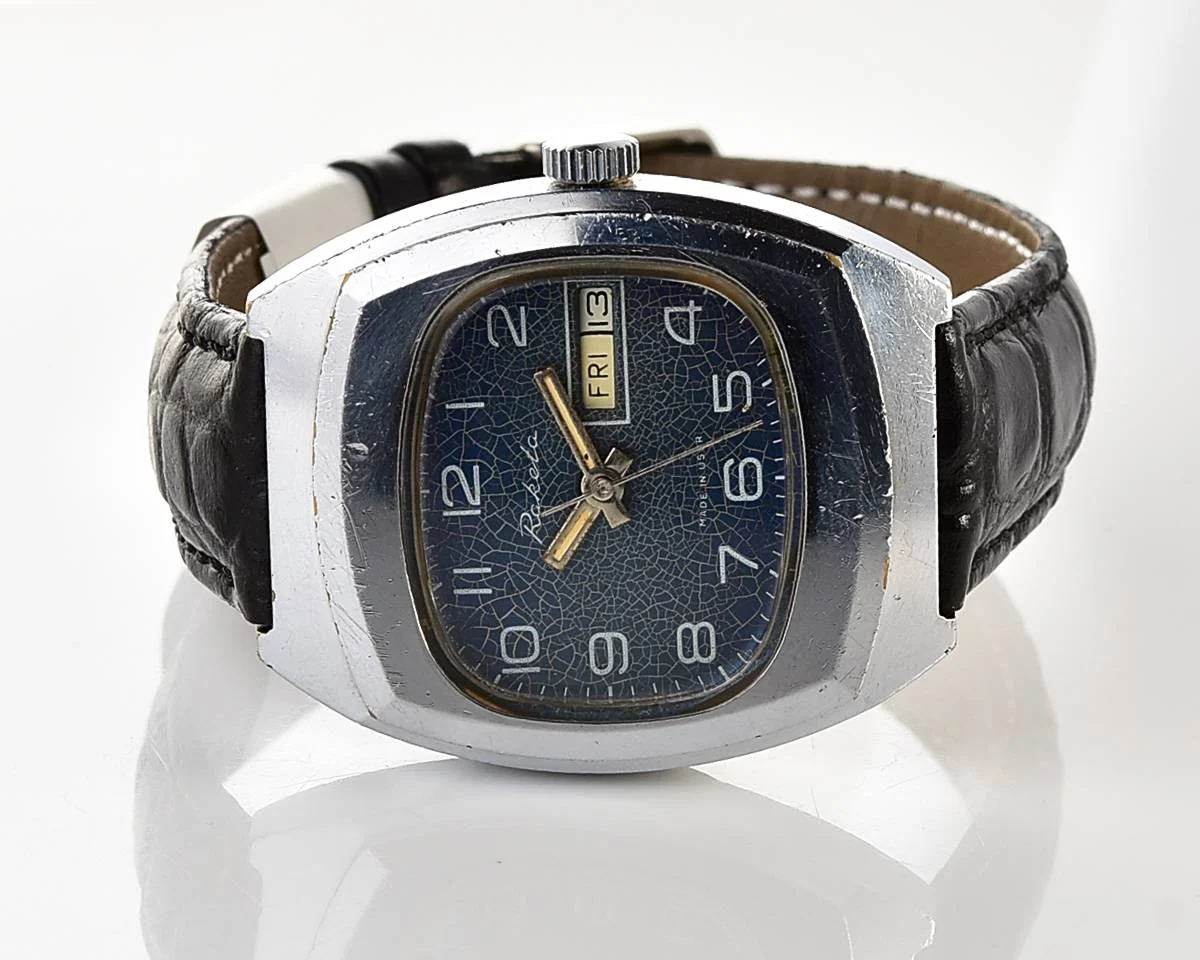 Raketa vintage mechanical wrist watch with double calendar
