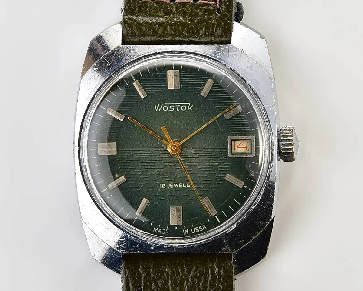 Export Wostok (Vostok) mechanical watch with beautiful textured teal dial