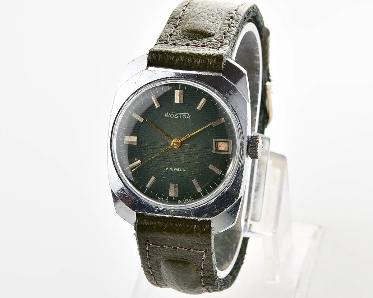 Export Wostok (Vostok) mechanical watch with beautiful textured teal dial
