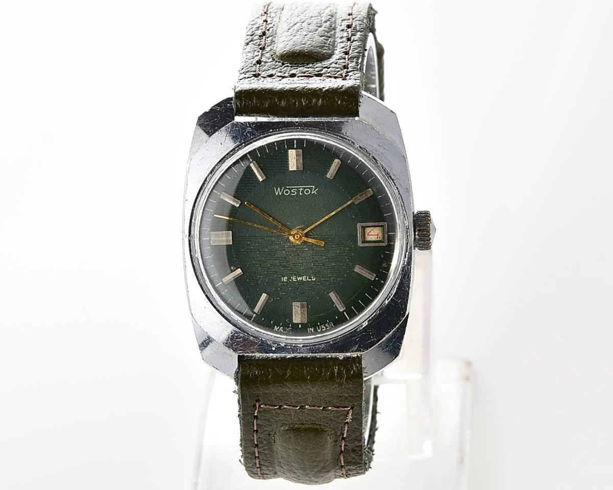 Export Wostok (Vostok) mechanical watch with beautiful textured teal dial