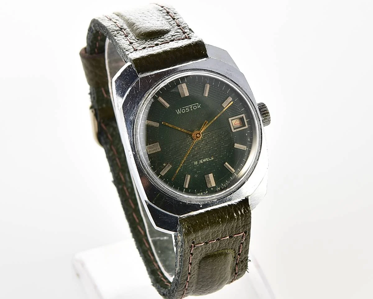 Export Wostok (Vostok) mechanical watch with beautiful textured teal dial