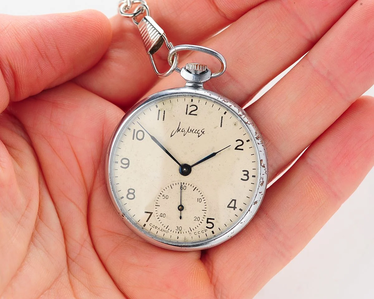 Vintage Soviet Molnija mechanical pocket watch, 2nd quarter of 1967