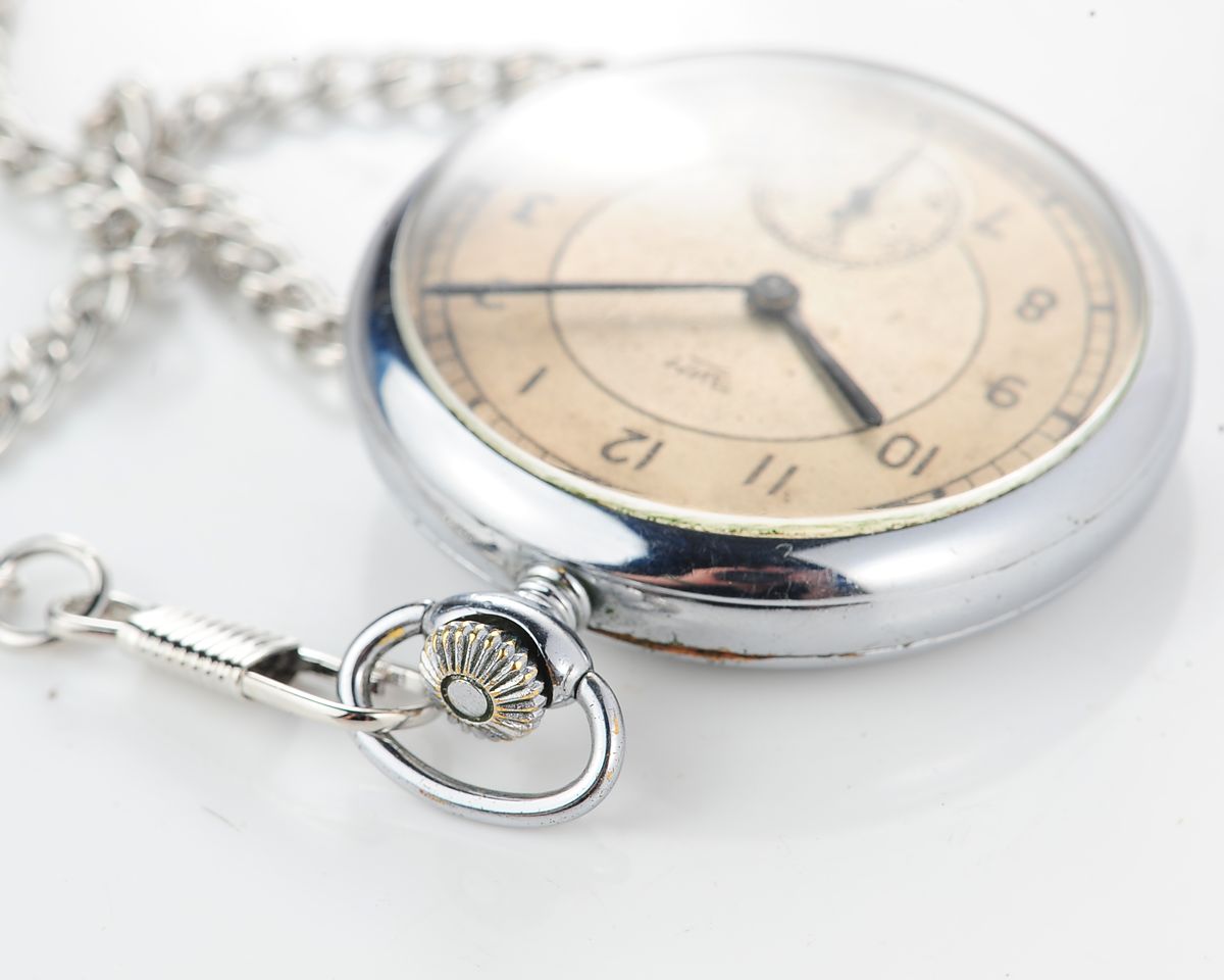 Pocket soviet ZiM - hefty mechanical watch from the 4th quarter of 1949, with engraved back!