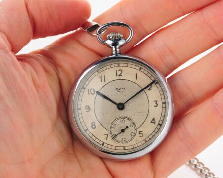 Pocket soviet ZiM  - hefty mechanical watch from the 4th quarter of 1949, with engraved back!