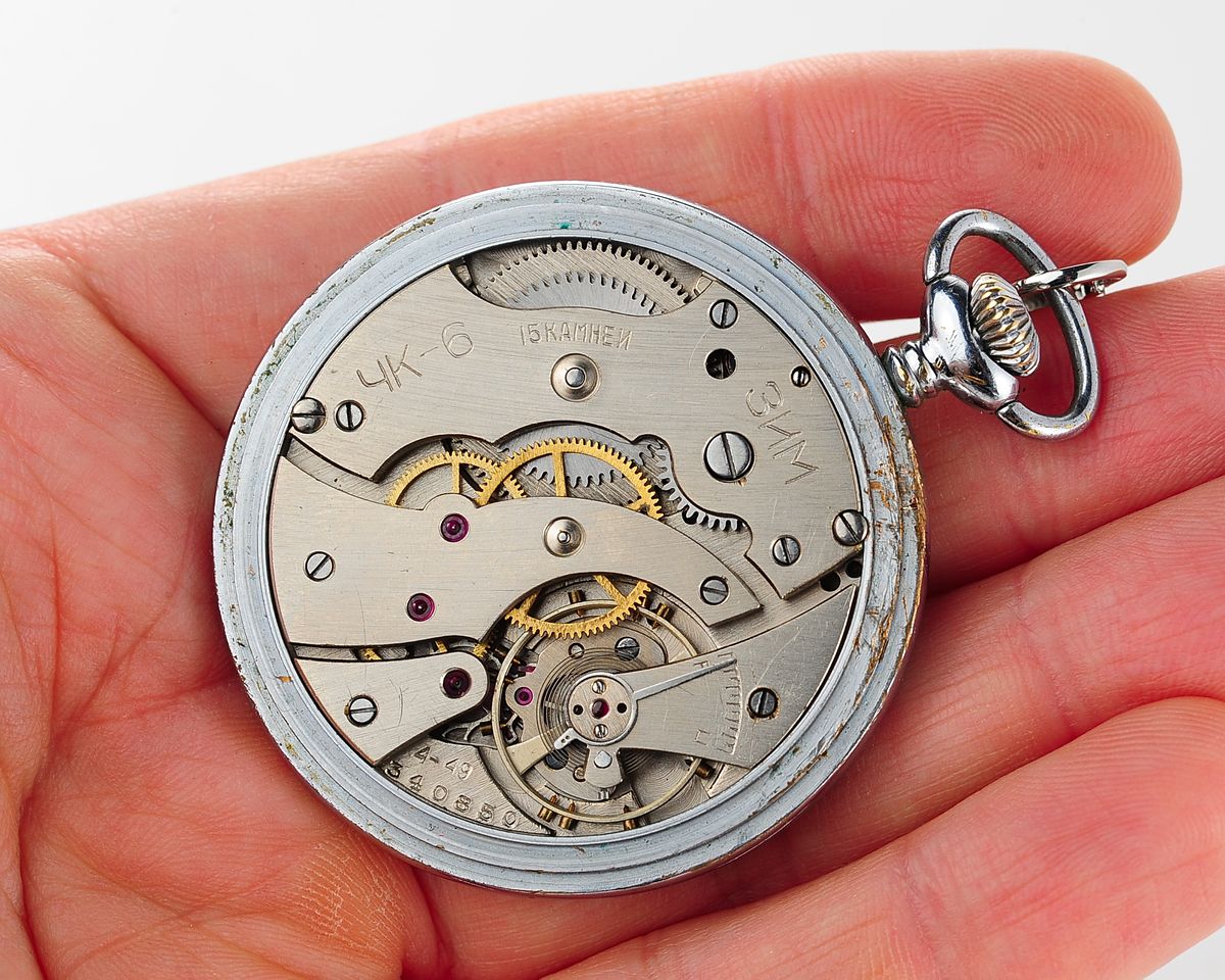 Pocket soviet ZiM - hefty mechanical watch from the 4th quarter of 1949, with engraved back!