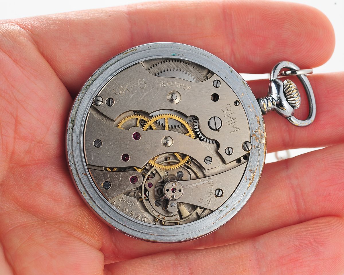 Pocket soviet ZiM - hefty mechanical watch from the 4th quarter of 1949, with engraved back!