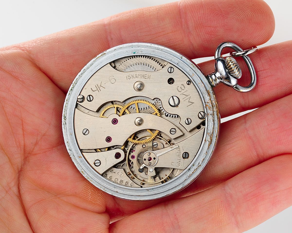 Pocket soviet ZiM - hefty mechanical watch from the 4th quarter of 1949, with engraved back!