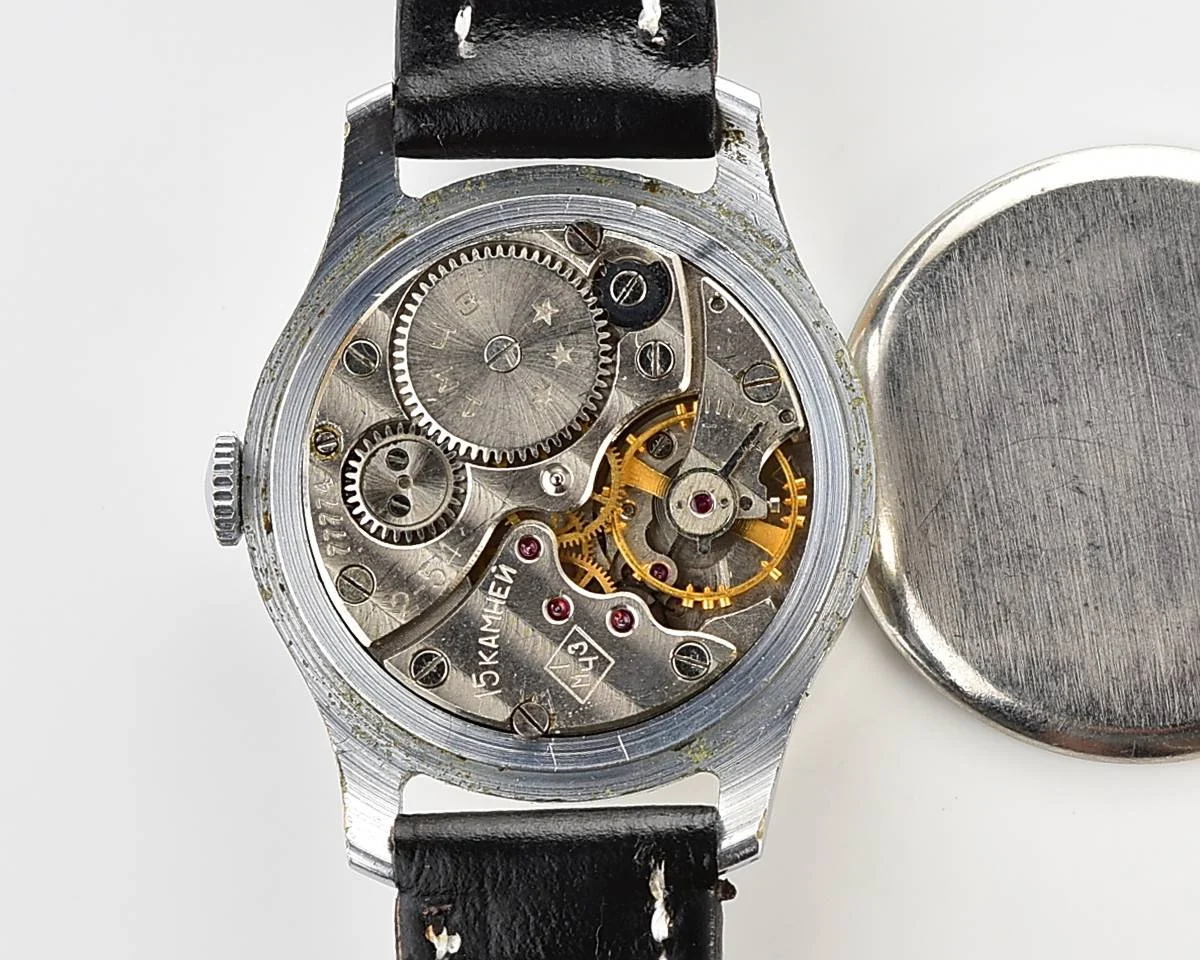Rare version! Vintage Soviet mechanical Pobeda wrist watch with seagull on the dial, 1MChZ, 1st quarter 1954