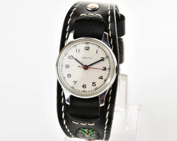 Excellent vintage Pobeda watch with central second hand from 1954 + sturmanskie compass strap!