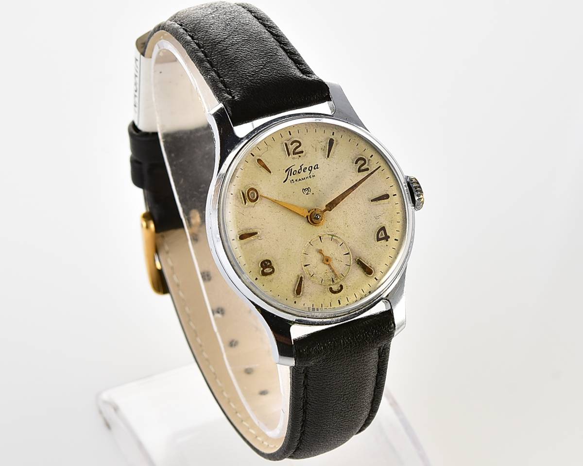 Vintage soviet mechanical POBEDA watch, 2MChZ, from 1950s