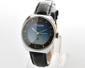 Vintage Raketa Soviet mechanical watch with bi-color blue/black dial