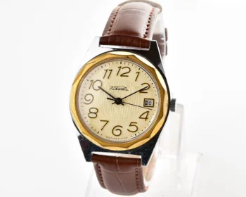 Large Soviet Raketa vintage mechanical watch with stylish minimalistic dial