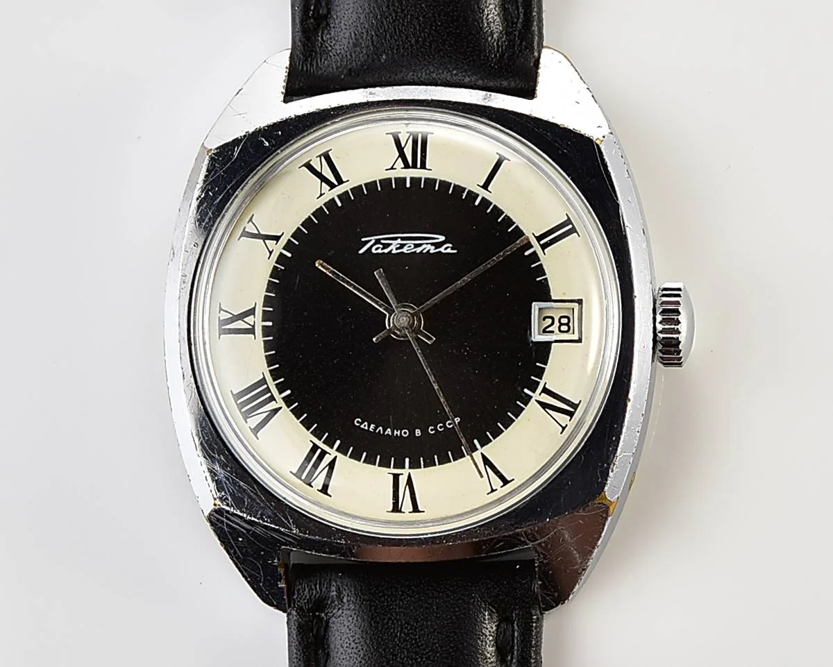 Soviet Raketa vintage mechanical watch with duo-tone dial