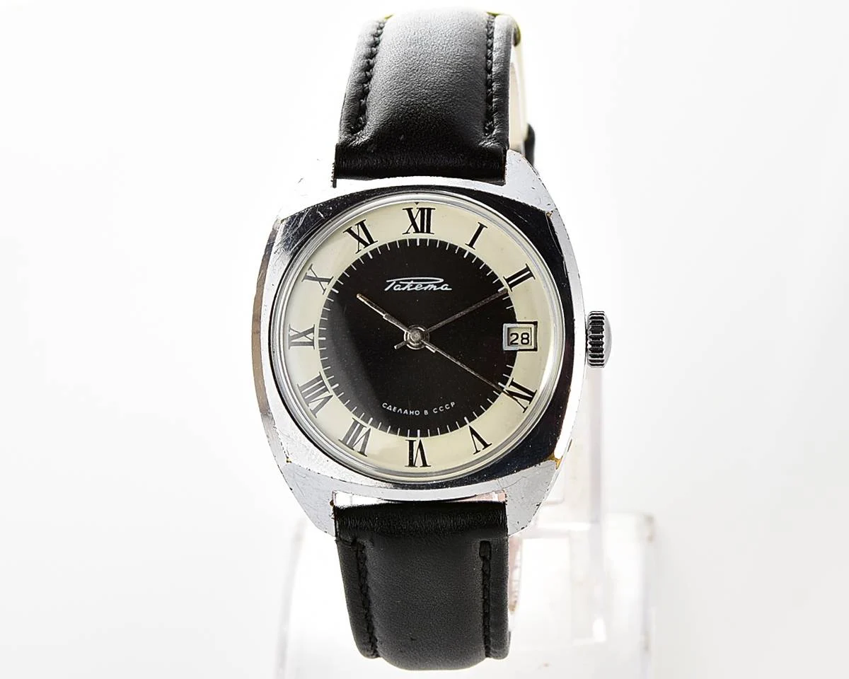 Soviet Raketa vintage mechanical watch with duo-tone dial