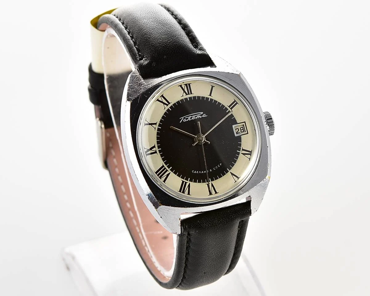 Soviet Raketa vintage mechanical watch with duo-tone dial
