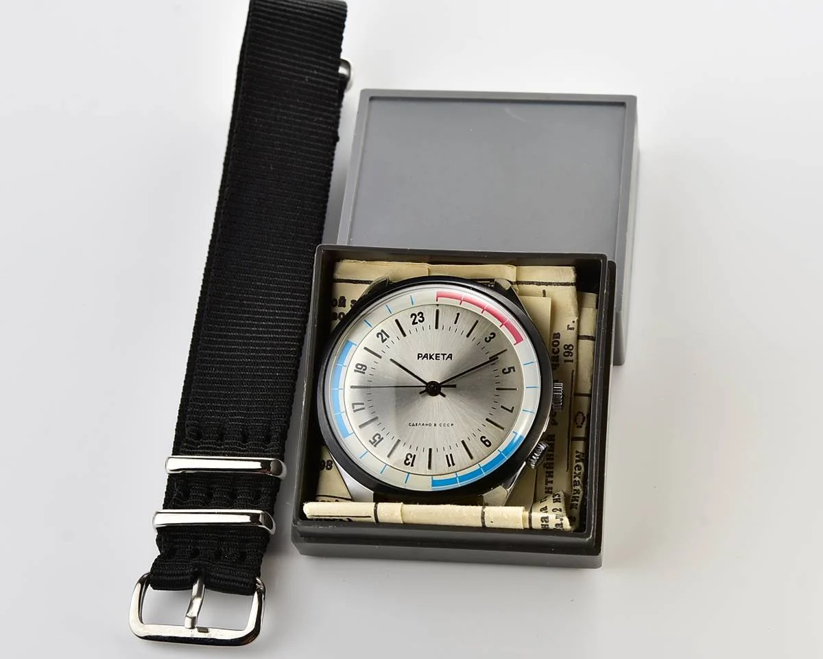 TIME CAPSULE: Soviet vintage mechanical watch Raketa with 24 hours dial, New Old Stock (NOS)!