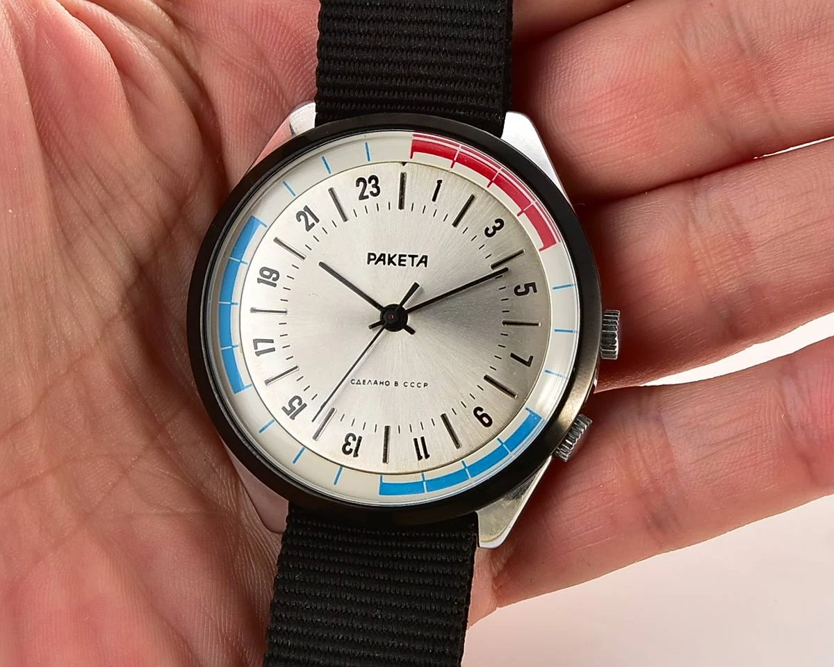 TIME CAPSULE: Soviet vintage mechanical watch Raketa with 24 hours dial, New Old Stock (NOS)!